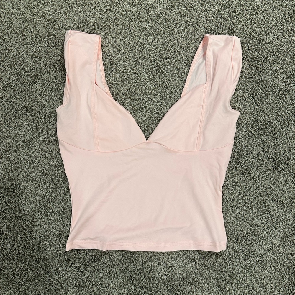 Pink Sleeveless V-Neck Top